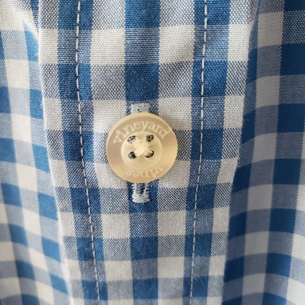 Vineyard Vines Blue Gingham Men's Shirt - Picture 3 of 5